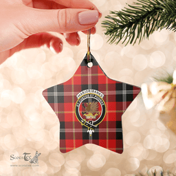 Scottish Marjoribanks Clan Tartan Crest Star Ceramic Ornament