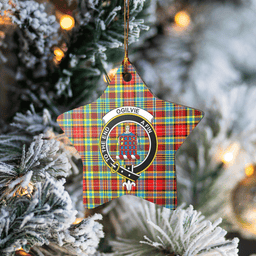Scottish Ogilvie Clan Tartan Crest Star Ceramic Ornament