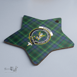 Scottish Stewart Hunting Modern Clan Tartan Crest Star Ceramic Ornament