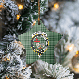 Scottish MacDonald Lord of the Isles Hunting Clan Tartan Crest Star Ceramic Ornament