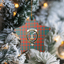 Scottish Matheson Ancient Clan Tartan Crest Star Ceramic Ornament