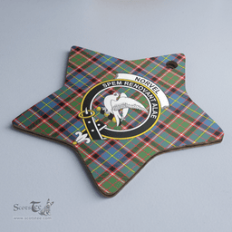 Scottish Norvel (Stirling) Clan Tartan Crest Star Ceramic Ornament