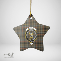 Scottish Stewart Hunting Weathered Clan Tartan Crest Star Ceramic Ornament