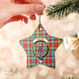 Scottish Ogilvie Clan Tartan Crest Star Ceramic Ornament