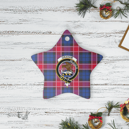 Scottish Graham of Menteith Red Clan Tartan Crest Star Ceramic Ornament