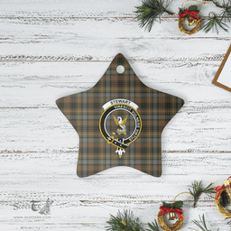 Scottish Stewart Hunting Weathered Clan Tartan Crest Star Ceramic Ornament
