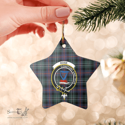 Scottish Rose Hunting Modern Clan Tartan Crest Star Ceramic Ornament