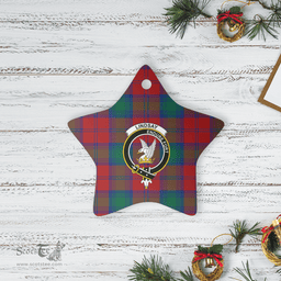 Scottish Lindsay Modern Clan Tartan Crest Star Ceramic Ornament