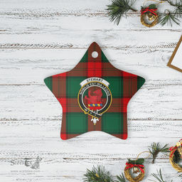 Scottish Stewart Atholl Modern Clan Tartan Crest Star Ceramic Ornament