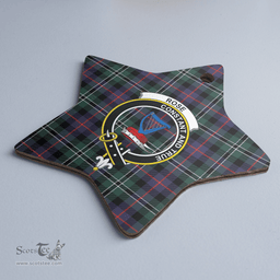 Scottish Rose Hunting Modern Clan Tartan Crest Star Ceramic Ornament