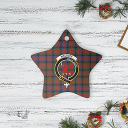 Scottish MacDuff Hunting Modern Clan Tartan Crest Star Ceramic Ornament