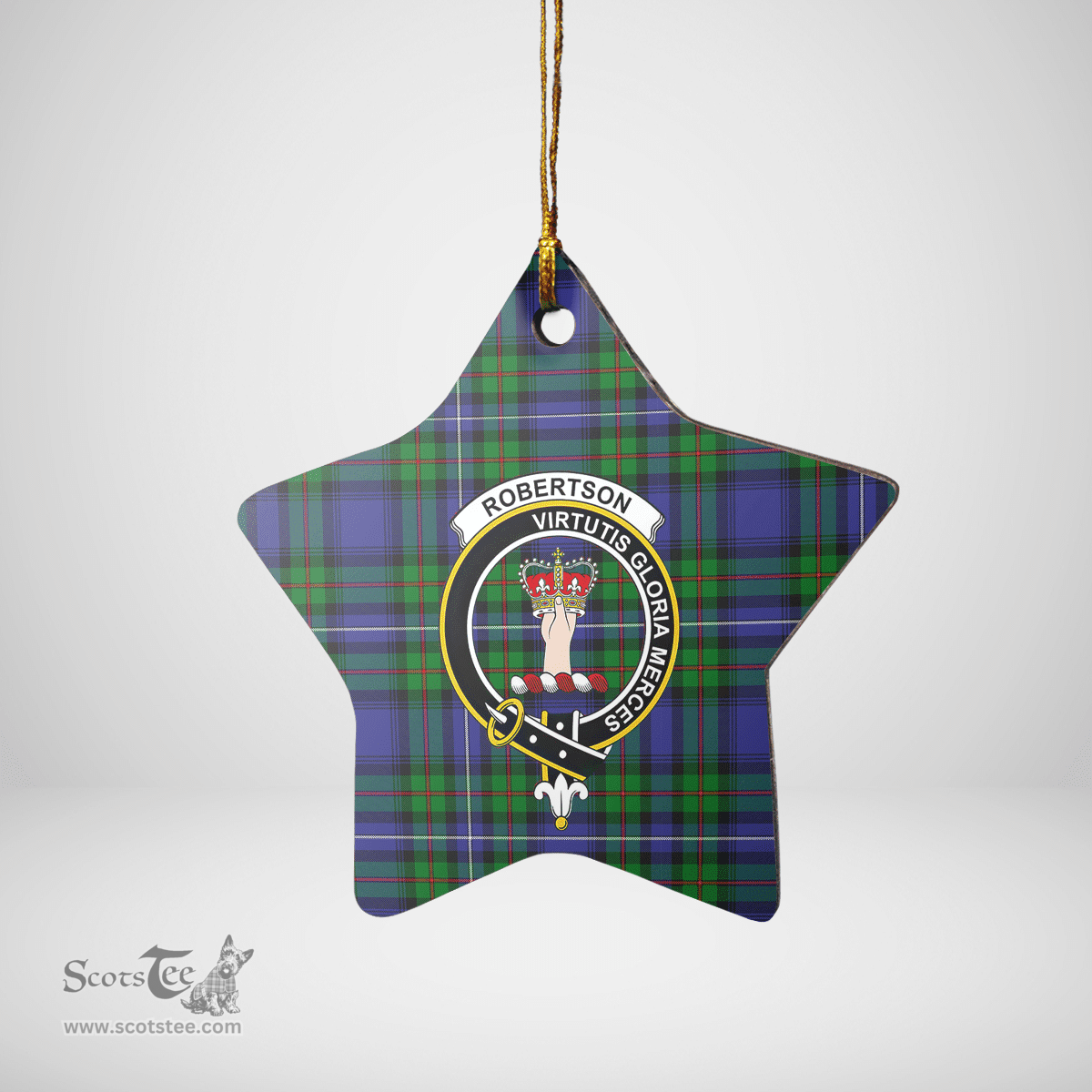 Scottish Robertson Hunting Modern Clan Tartan Crest Star Ceramic Ornament