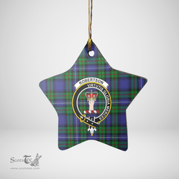 Scottish Robertson Hunting Modern Clan Tartan Crest Star Ceramic Ornament