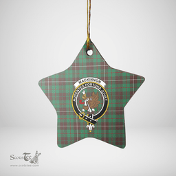 Scottish MacKinnon Hunting Ancient Clan Tartan Crest Star Ceramic Ornament