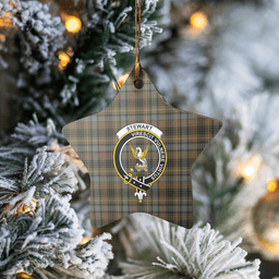 Scottish Stewart Hunting Weathered Clan Tartan Crest Star Ceramic Ornament