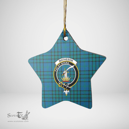 Scottish Matheson Hunting Ancient Clan Tartan Crest Star Ceramic Ornament