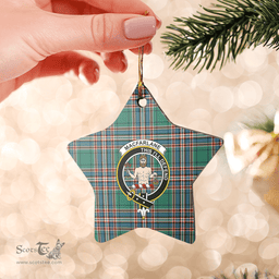 Scottish MacFarlane Hunting Ancient Clan Tartan Crest Star Ceramic Ornament