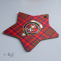 Scottish Murray of Tulloch Modern Clan Tartan Crest Star Ceramic Ornament