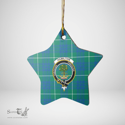 Scottish Hamilton Hunting Ancient Clan Tartan Crest Star Ceramic Ornament