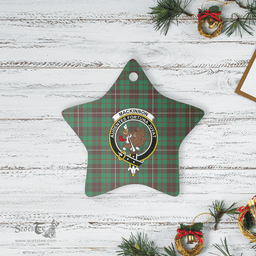Scottish MacKinnon Hunting Ancient Clan Tartan Crest Star Ceramic Ornament