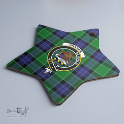 Scottish Graham of Menteith Modern Clan Tartan Crest Star Ceramic Ornament
