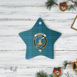 Scottish Matheson Hunting Ancient Clan Tartan Crest Star Ceramic Ornament