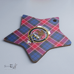 Scottish Graham of Menteith Red Clan Tartan Crest Star Ceramic Ornament