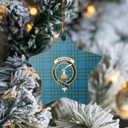 Scottish Matheson Hunting Ancient Clan Tartan Crest Star Ceramic Ornament