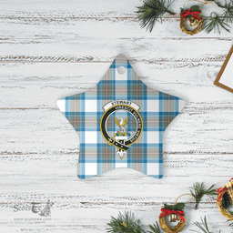 Scottish Stewart Muted Blue Clan Tartan Crest Star Ceramic Ornament