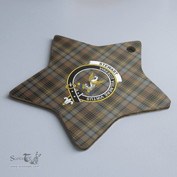 Scottish Stewart Hunting Weathered Clan Tartan Crest Star Ceramic Ornament