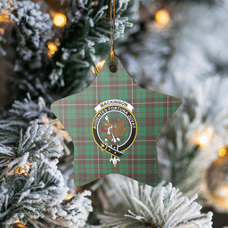 Scottish MacKinnon Hunting Ancient Clan Tartan Crest Star Ceramic Ornament