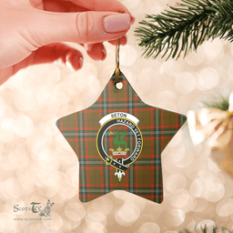 Scottish Seton Hunting Modern Clan Tartan Crest Star Ceramic Ornament