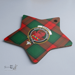Scottish Stewart Atholl Modern Clan Tartan Crest Star Ceramic Ornament