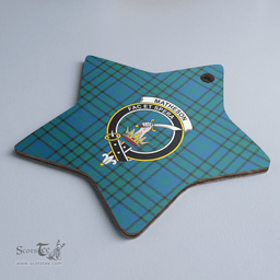 Scottish Matheson Hunting Ancient Clan Tartan Crest Star Ceramic Ornament