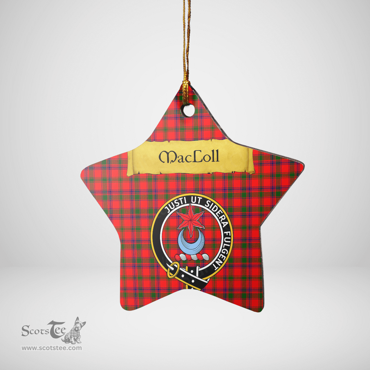 Scottish MacColl Modern Clan Tartan Crest Star Ceramic Ornament