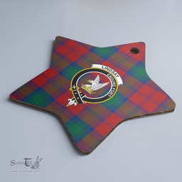 Scottish Lindsay Modern Clan Tartan Crest Star Ceramic Ornament
