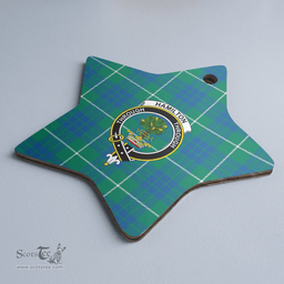 Scottish Hamilton Hunting Ancient Clan Tartan Crest Star Ceramic Ornament