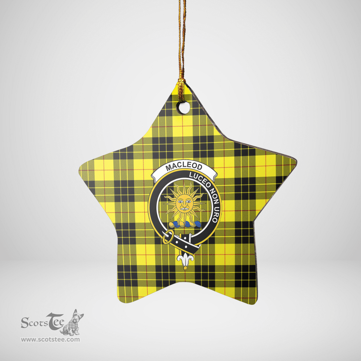 Scottish MacLeod of Lewis Modern Clan Tartan Crest Star Ceramic Ornament