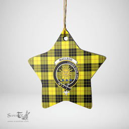 Scottish MacLeod of Lewis Modern Clan Tartan Crest Star Ceramic Ornament