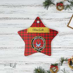 Scottish MacColl Modern Clan Tartan Crest Star Ceramic Ornament