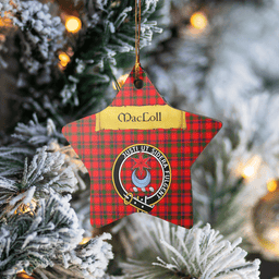 Scottish MacColl Modern Clan Tartan Crest Star Ceramic Ornament