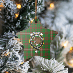 Scottish MacKinnon Hunting Modern Clan Tartan Crest Star Ceramic Ornament