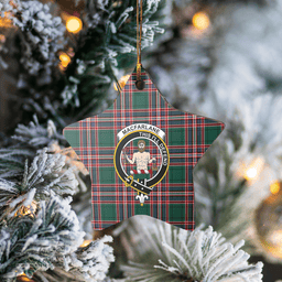 Scottish MacFarlane Hunting Modern Clan Tartan Crest Star Ceramic Ornament