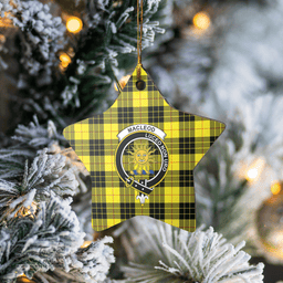 Scottish MacLeod of Lewis Modern Clan Tartan Crest Star Ceramic Ornament