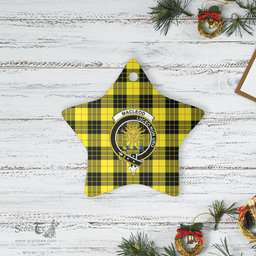 Scottish MacLeod of Lewis Modern Clan Tartan Crest Star Ceramic Ornament