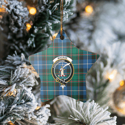 Scottish MacRae Hunting Ancient Clan Tartan Crest Star Ceramic Ornament