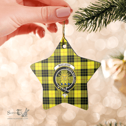 Scottish MacLeod of Lewis Modern Clan Tartan Crest Star Ceramic Ornament