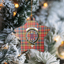 Scottish Ogilvie of Airlie Ancient Clan Tartan Crest Star Ceramic Ornament