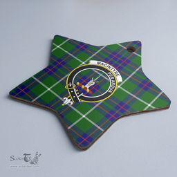 Scottish MacIntyre Hunting Modern Clan Tartan Crest Star Ceramic Ornament