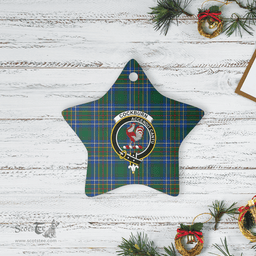 Scottish Cockburn Ancient Clan Tartan Crest Star Ceramic Ornament